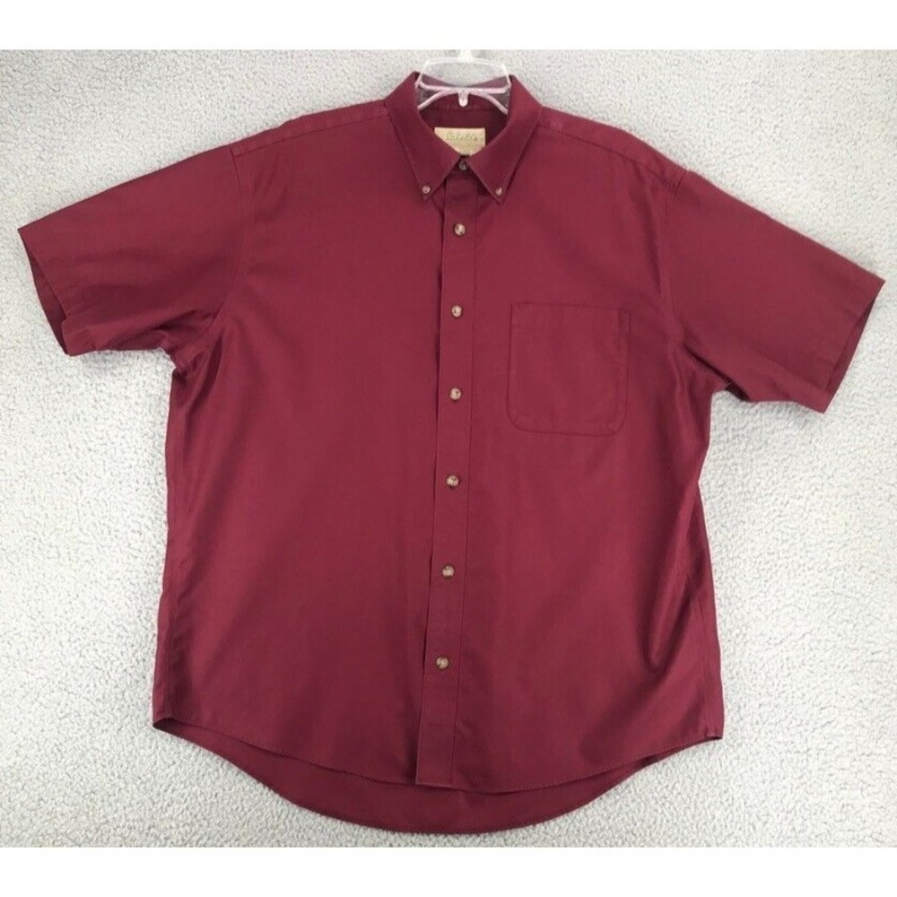 Cabelas‎ Outfitter Series Shirt men Size L Short Sleeve Button Up Casual Red